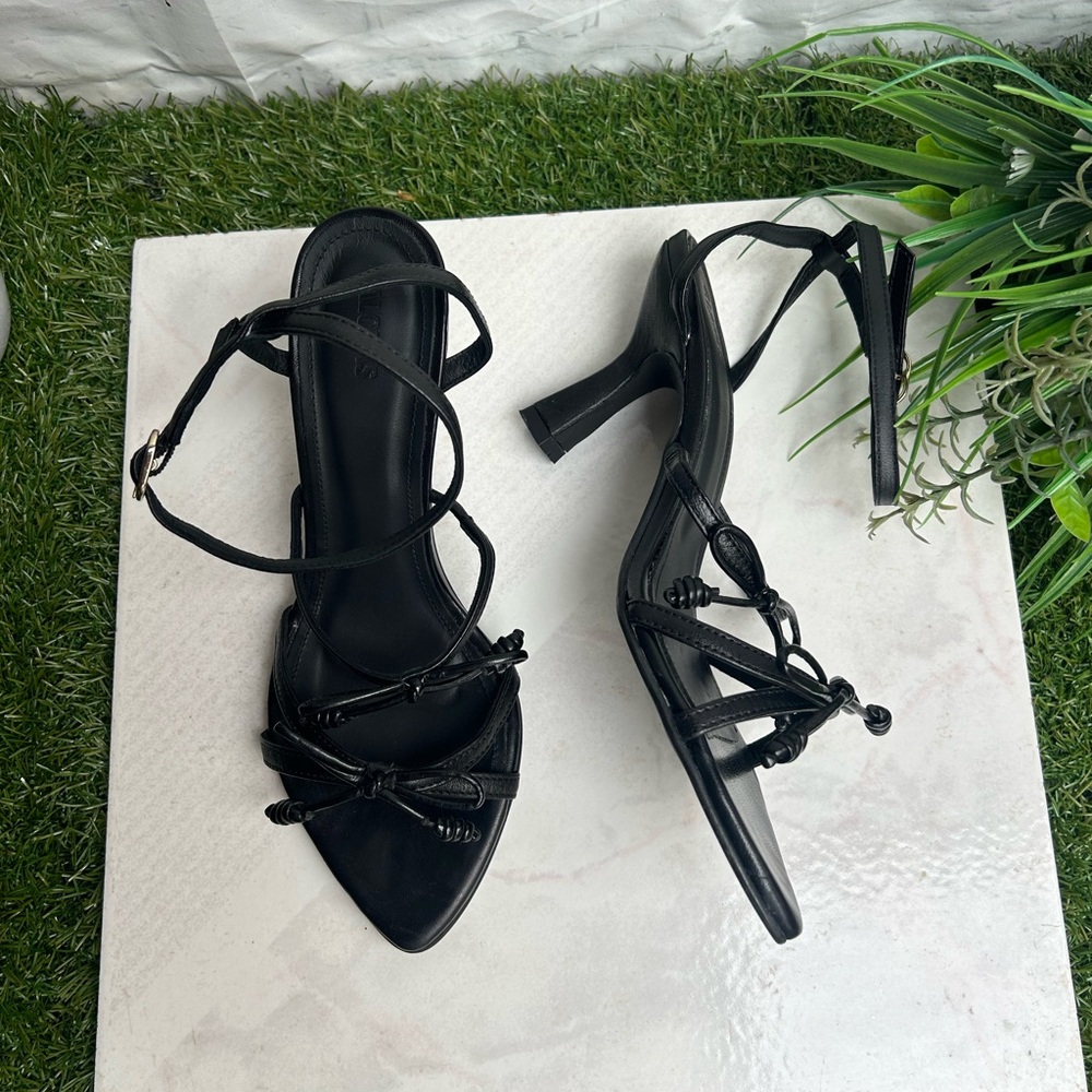 0233 - ALOHAS Black Strappy Heels - Picture 4 of 16